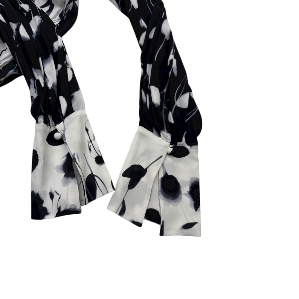 Equipment Neema Silk Feel Wrap Midi Dress Black White Floral Size 8 - Picture 15 of 15